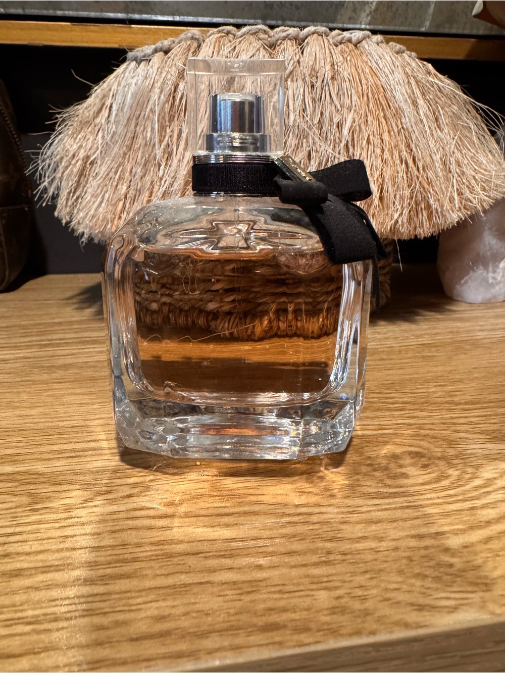 YSL Glass Bottle with Black Ribbon Accent - Home Accents